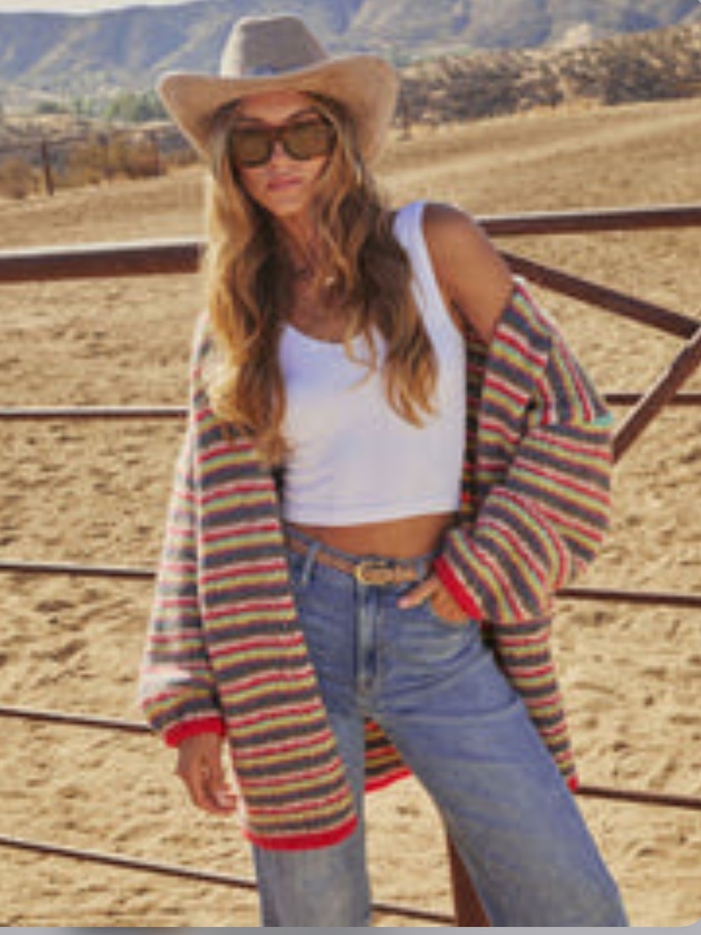 NWOT VICI Oversized Wool Blend Multicolor Striped Open Front Cardigan Small